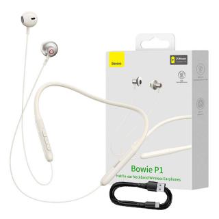 Magnetické športové slúchadlá na krk Baseus Bowie P1 (krémovo-biela)