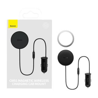 Magnetický držiak telefónu do auta Baseus CW01 do ventilačnej mriežky s nabíjačkou do auta USB-C, 15W + 25W (čierny)