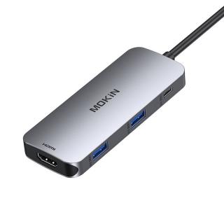 MOKiN 7 v 1 Adaptér Hub USB-C na 2x USB 3.0 + 2x USB-C + SD + Micro SD + HDMI (strieborný)