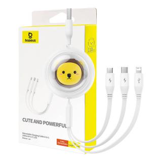 Nabíjací kábel 3w1 Baseus USB na USB-C, USB-M, Lightning 3,5A, 1,1 m (biely)