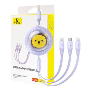 Nabíjací kábel 3w1 Baseus USB na USB-C, USB-M, Lightning 3,5A, 1,1 m (fialový)