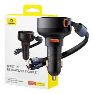Nabíjačka do auta Baseus Enjoyment USB s káblom USB-C a Lightning 60 W (čierna)
