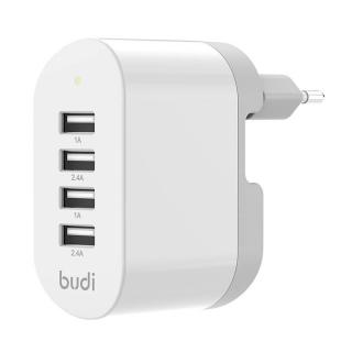 Nástenná nabíjačka Budi, 4x USB, 34 W (biela)