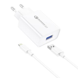 Nástenná nabíjačka Foneng EU13 + kábel USB na Lightning, 3A (biela)