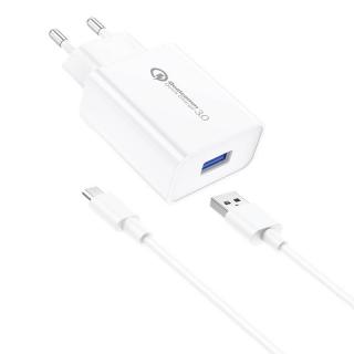 Nástenná nabíjačka Foneng EU13 + kábel USB na Micro USB, 3A (biela)