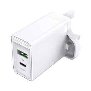Nástenná nabíjačka USB-A, USB-C Vention FBBW0-UK 18W/20W UK biela