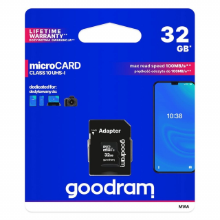 Pamäťová karta Goodram Microcard 32 GB micro SD HC UHS-I class 10, SD adaptér (M1AA-0320R12)