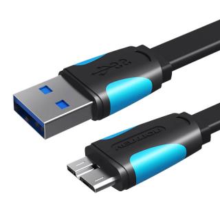 Plochý kábel USB 3.0 A na Micro-B Vention VAS-A12-B050 0,5 m čierny
