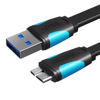Plochý kábel USB 3.0 A na Micro-B Vention VAS-A12-B200 2 m čierny