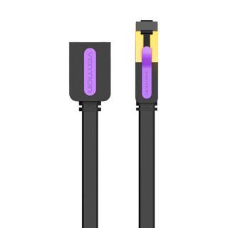 Predĺženie plochého sieťového kábla CAT7 Vention ICBBD RJ45 Ethernet 10Gbps 0,5 m čierny