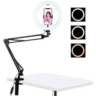 Puluz Stolný stojan na rameno s 26 cm LED Vlogging Ring PKT3090B