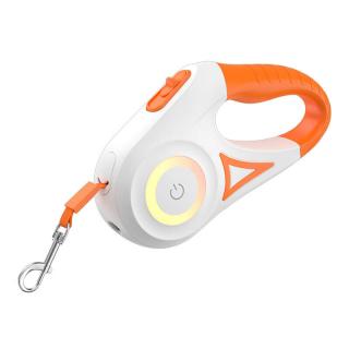Rojeco Automatické vodítko pre psov LED 5 m (biele a oranžové)