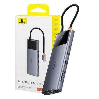 Rozbočovač 10v1 Baseus Metal Gleam II Series, USB-C na 1xHDMI, USB-A (10Gbps), USB-C, 2xUSB-A, Ethernet RJ45, SD/TF karta, mini jack 3,5 mm, USB-C(PD)