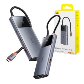 Rozbočovač 6v1 Baseus Metal Gleam 2 Series, USB-C na 2xUSB 3.0 +USB-C + HDMI + USB-C PD + Ethernet RJ45