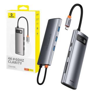 Rozbočovač 7v1 Baseus Gleam, USB-C na 1x HDMI4K 60Hz + 3x USB3.0 + 1x PD + 1x SD/TF (sivý)