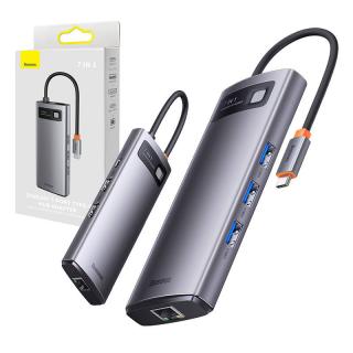 Rozbočovač 7v1 Baseus Metal Gleam Series, USB-C na 3x USB 3.0 + HDMI + USB-C PD + VGA + Ethernet RJ45