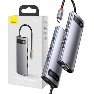 Rozbočovač 8v1 Baseus Metal Gleam Series, USB-C na 3x USB 3.0 + HDMI + USB-C PD + Ethernet RJ45 + microSD/SD