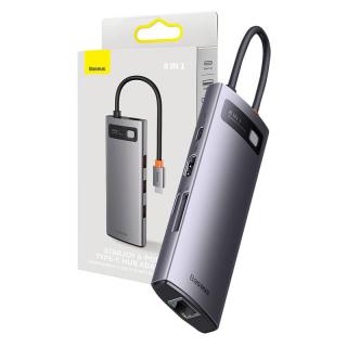 Rozbočovač 8v1 Baseus série StarJoy, USB-C na 3x USB 3.1 + HDMI + USB-C PD + RJ45 + microSD/SD
