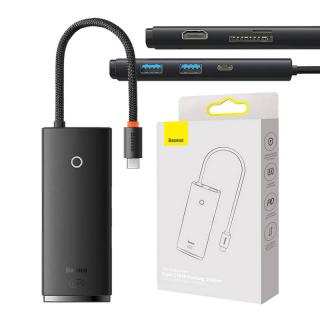 Rozbočovač Baseus OS Lite 6-portový (Type-C na HDMI+USB3.0*2+PD+SD/TF) (čierny)