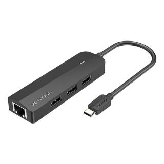 Rozbočovač USB-C na 3x USB 2.0, RJ45, Micro USB Vention TGOBB 0,15 m, čierny