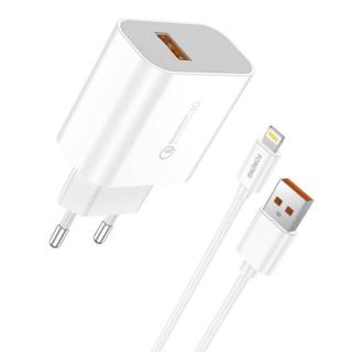 Rýchla nabíjačka Foneng 1x USB QC3.0 EU46 + USB Lightning kábel
