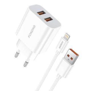 Rýchla nabíjačka Foneng 2x USB EU45 + USB Lightning kábel