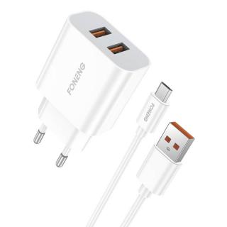 Rýchla nabíjačka Foneng 2x USB EU45 + USB Micro kábel