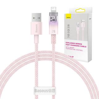 Rýchlonabíjací kábel Baseus USB-A na Lightning Explorer Series 1 m, 2,4 A (ružový)