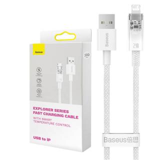 Rýchlonabíjací kábel Baseus USB-A na Lightning Explorer Series 2 m, 2,4 A (biely)