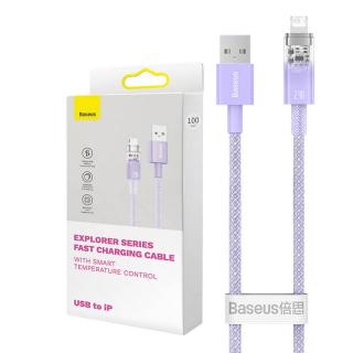Rýchlonabíjací kábel Baseus USB-A na Lightning Explorer Series 2 m, 2,4 A (fialový)