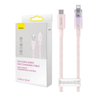 Rýchlonabíjací kábel Baseus USB-C na Lightning Explorer Series 1 m, 20 W (ružový)