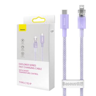 Rýchlonabíjací kábel Baseus USB-C na Lightning Explorer Series 2 m, 20 W (fialový)