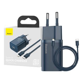 Rýchlonabíjačka Baseus Super Si 1C 20W s káblom USB-C pre Lightning 1 m (modrá)