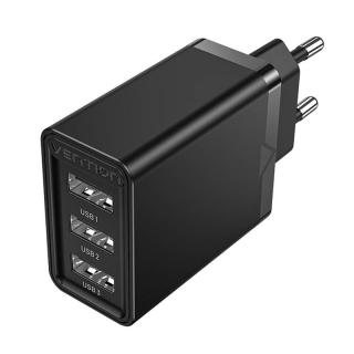 Sieťová nabíjačka 3x USB Vention FEAB0-EU, 2,4 A, 12 W (čierna)