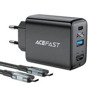 Sieťová nabíjačka Acefast A17, 65W GaN + kábel USB-C (čierna)