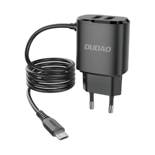 Sieťová nabíjačka Dudao 2x USB s integrovaným káblom micro USB 12 W čierna (A2ProM black)