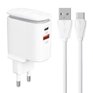 Sieťová nabíjačka LDNIO A2423C USB, USB-C + kábel USB-C