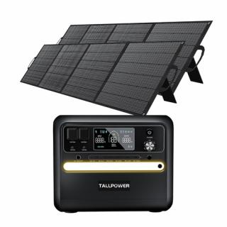 TALLPOWER V2400 + 2x TP400 Prenosná napájacia stanica so solárnym generátorom - čierna