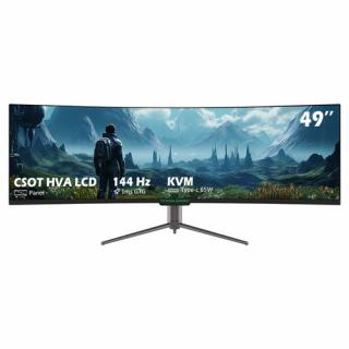 TITAN ARMY C49SHC 49" herný monitor, 3840*1080, 144Hz, PIP/PBP, adaptívna synchronizácia, HDMI/DP/USB-C/USB-B/USB-A, 65W reverzné nabíjanie