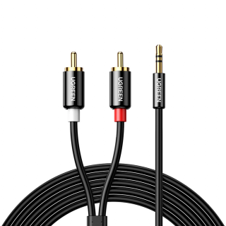 Ugreen audio kábel 3,5 mm mini jack - 2RCA 1,5 m čierny (AV116)