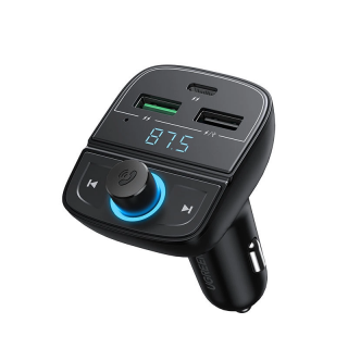 Ugreen Bluetooth 5.0 FM vysielač MP3 nabíjačka do auta 3x USB TF micro SD 4,8 A čierna (CD229)
