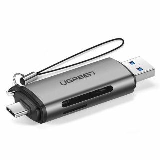 Ugreen Čítačka kariet SD / micro SD pre USB 3.0 / USB typu C 3.0 sivá (50706)