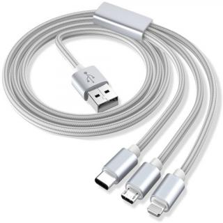USB kábel 3v1 nylonový do microUSB / USB-C / lightning