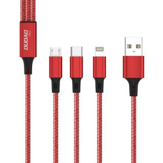 USB kábel Dudao TGL2 3v1 USB-C / Lightning / USB 2,4A, 1,2 m (červený)