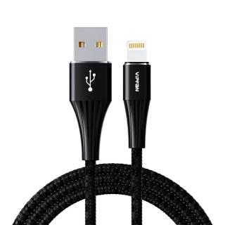 Vipfan A01 Kábel USB na Lightning, 3A, 1,2 m, opletený (čierny).