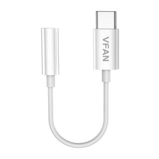 Vipfan L08 Kábel USB-C na mini jack 3,5 mm AUX, 10 cm (biely)