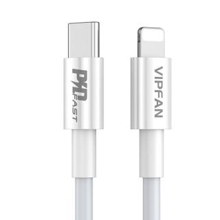 Vipfan P01 Kábel USB-C do Lightning, 3A, PD, 2 m (biely)