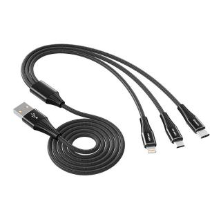 Vipfan X16 3w1 USB-C/Lightning/Micro 66W 3,5A USB kábel (čierny)