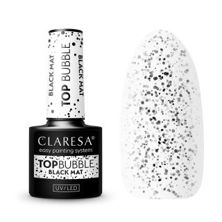 Claresa end gél lak na nechty, bez potu Top Bubble black Matt -5g