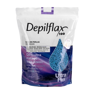 Depilflax 100 flexibilný depilačný vosk s nízkym bodom topenia Ultraflex modrý 1000g